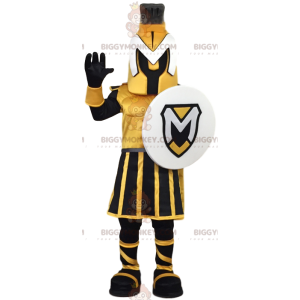 BIGGYMONKEY™ costume mascotte da guerriero giallo e nero con