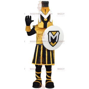 BIGGYMONKEY™ mascot costume of yellow and black warrior with a