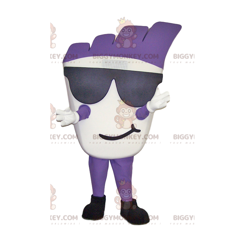 Traje de mascote de boneco de neve branco e roxo BIGGYMONKEY™