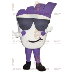 Traje de mascote de boneco de neve branco e roxo BIGGYMONKEY™