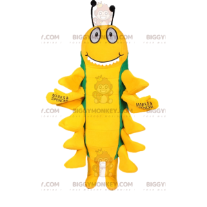 Disfraz de mascota BIGGYMONKEY™ de oruga amarilla y verde