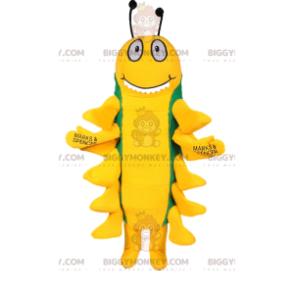 Disfraz de mascota BIGGYMONKEY™ de oruga amarilla y verde