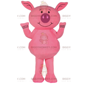 Στολή μασκότ BIGGYMONKEY™ Little Pink Pig. Ροζ κοστούμι