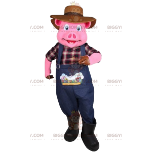 Kostium świnki BIGGYMONKEY™ w stroju farmera. kostium świni -