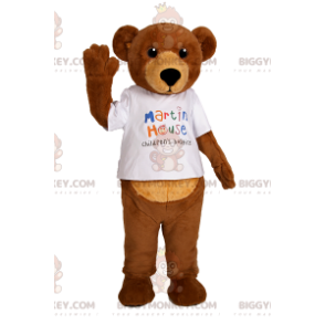 Disfraz de mascota BIGGYMONKEY™ de osito cariñoso con camiseta