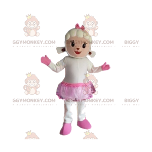 Costume da mascotte Ewe BIGGYMONKEY™ con gonna rosa e fiocco -
