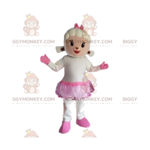 Ewe BIGGYMONKEY™ Maskottchenkostüm mit rosa Rock und Schleife -