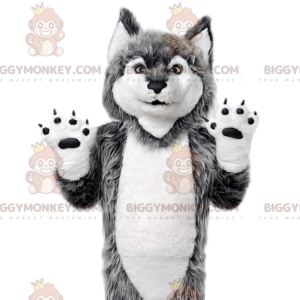 Grijze wolf BIGGYMONKEY™ mascottekostuum. Grijze Wolf Kostuum -