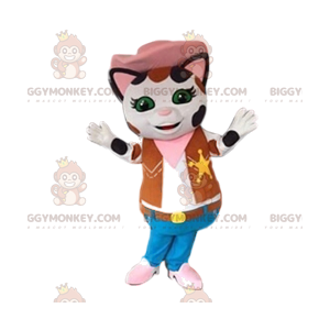 BIGGYMONKEY™ kattenmascottekostuum in sheriff-outfit. poesje