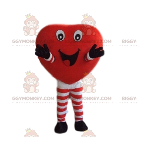 Rood hart grote glimlach BIGGYMONKEY™ mascottekostuum -