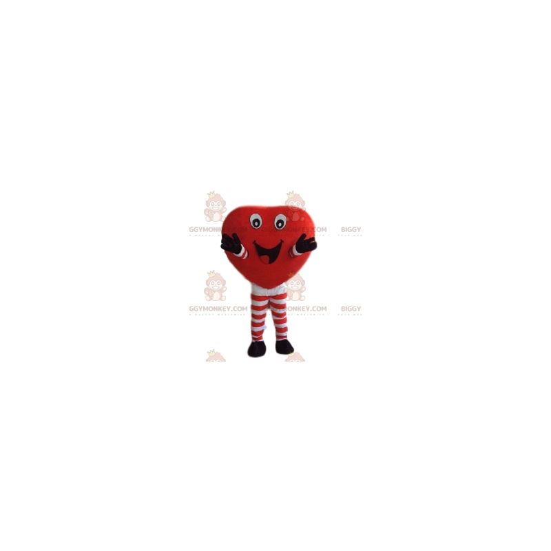 Rood hart grote glimlach BIGGYMONKEY™ mascottekostuum -