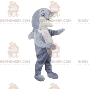 Disfraz de mascota BIGGYMONKEY™ de delfín blanco y gris.