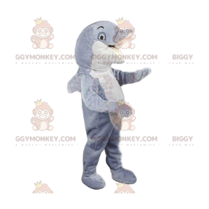 Costume de mascotte BIGGYMONKEY™ de dauphin blanc et gris.