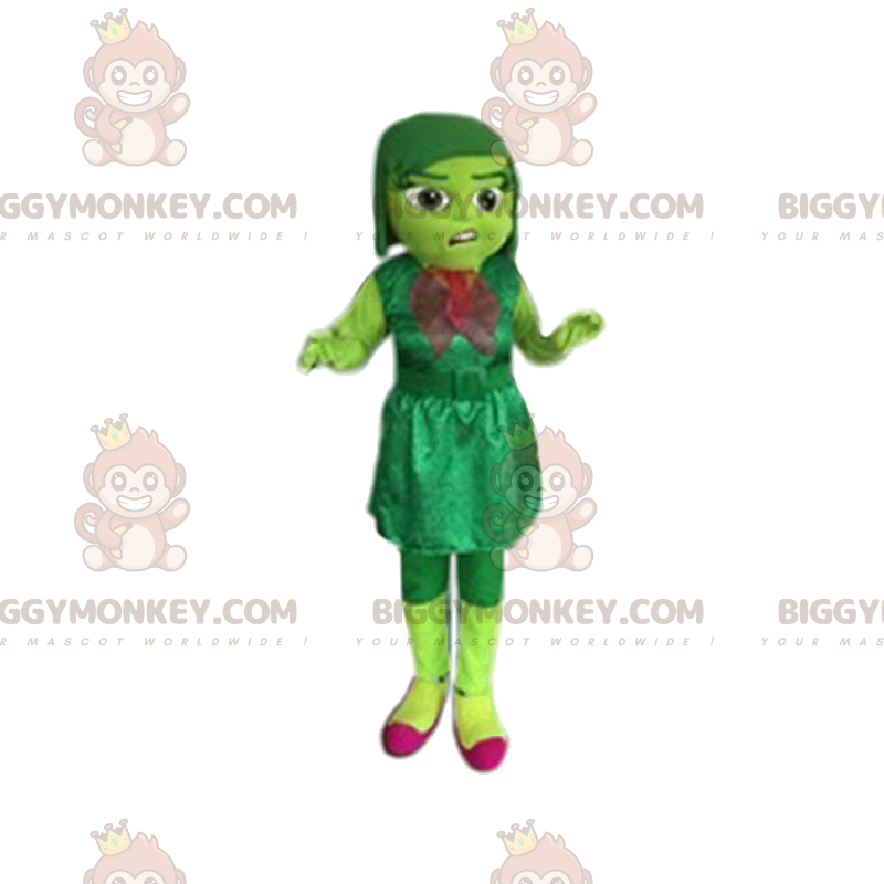Disfraz de mascota BIGGYMONKEY™ verde niña con vestido de