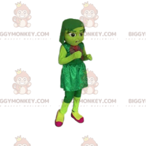 Fato de mascote BIGGYMONKEY™ verde menina com vestido de