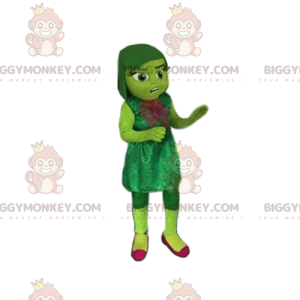 Little girl green BIGGYMONKEY™ mascot costume with velvet