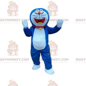 Blauw-witte kat BIGGYMONKEY™ mascottekostuum. kattenkostuum -