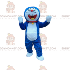 Costume da mascotte BIGGYMONKEY™ gatto blu e bianco. costume da