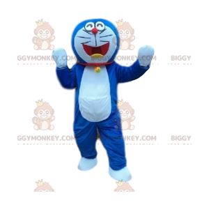 Blauw-witte kat BIGGYMONKEY™ mascottekostuum. kattenkostuum -