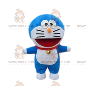 Blauw-witte kat BIGGYMONKEY™ mascottekostuum. kattenkostuum -