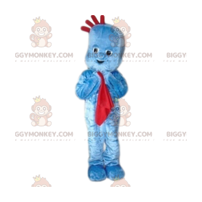 BIGGYMONKEY™ Mascot Costume Blue Snowman with Red Blankie –