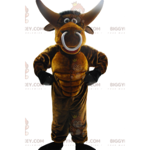 Bull BIGGYMONKEY™ Mascot Costume with Big Snout Ring –