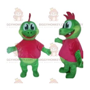 Costume da mascotte dinosauro verde BIGGYMONKEY™ con simpatico
