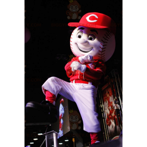 Costume de mascotte BIGGYMONKEY™ de balle de baseball blanche