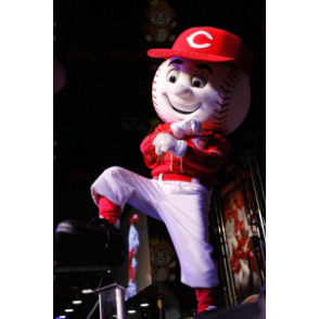 Costume de mascotte BIGGYMONKEY™ de balle de baseball blanche