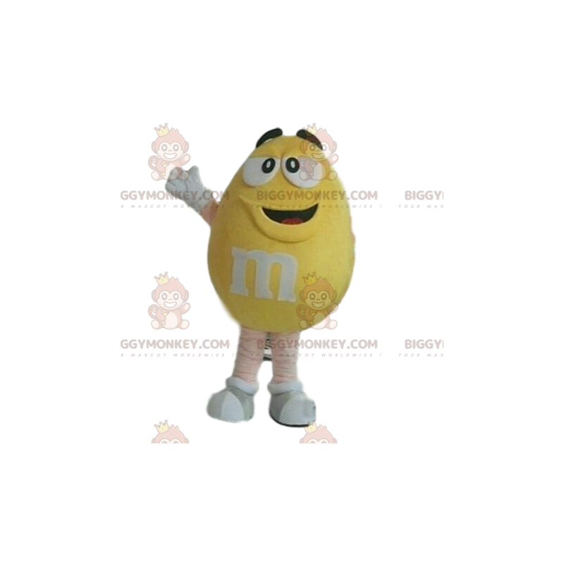 Costume de mascotte BIGGYMONKEY™ de M&M'S jaune super joyeux -