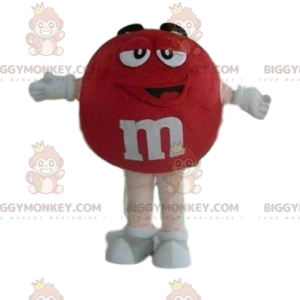 Disfraz de mascota M&M'S BIGGYMONKEY™ rojo muy sonriente -