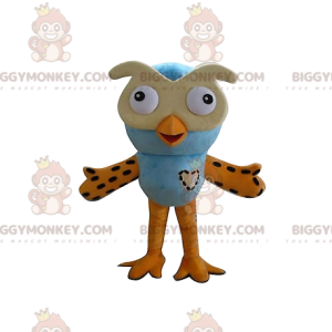 BIGGYMONKEY™ mascottekostuum van blauwe en gele uilen. Uilen