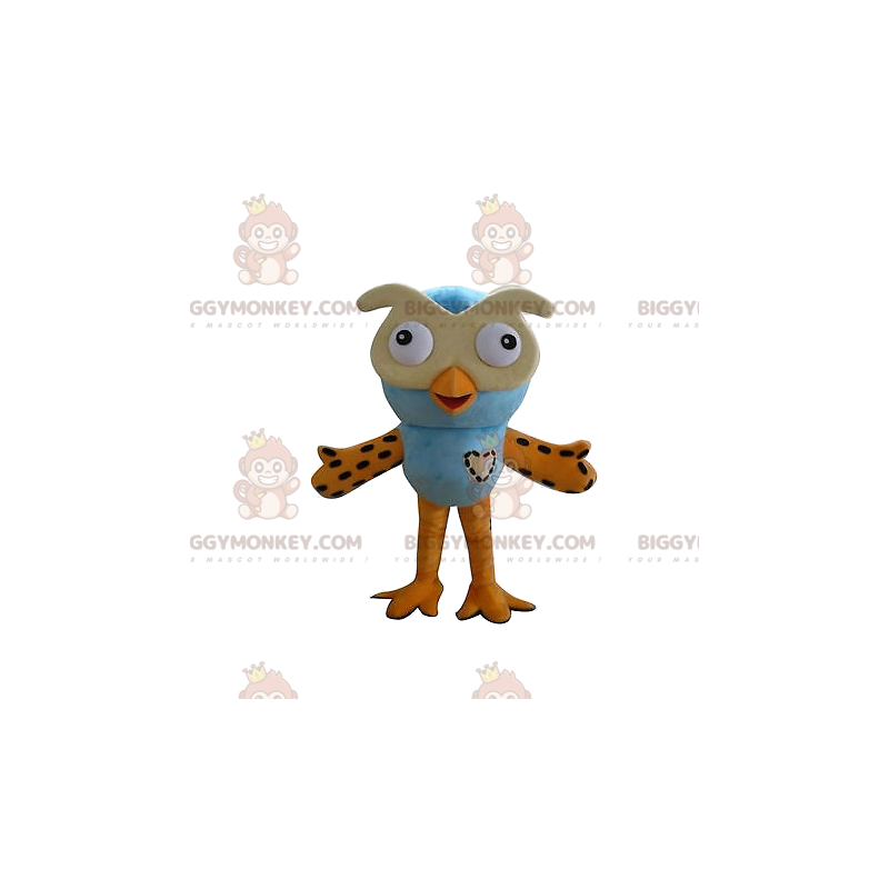 BIGGYMONKEY™ costume mascotte di gufi blu e gialli. Costume da