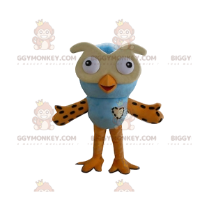 BIGGYMONKEY™ mascot costume of blue and yellow owls. Owls