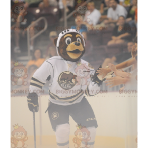 BIGGYMONKEY™ Brown Bear Mascot Costume In Hockey Outfit -