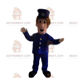 Disfraz de mascota BIGGYMONKEY™ de hombre con uniforme azul.