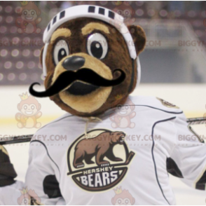 BIGGYMONKEY™ Brown Bear Mascot Costume In Hockey Outfit –