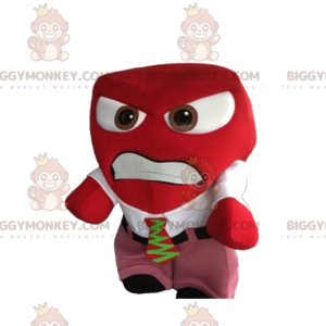 BIGGYMONKEY™ Mascot Costume Aggressive Red Man With Tie Suit -