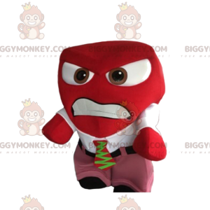 BIGGYMONKEY™ maskotkostume Aggressiv rød mand med bindedragt -