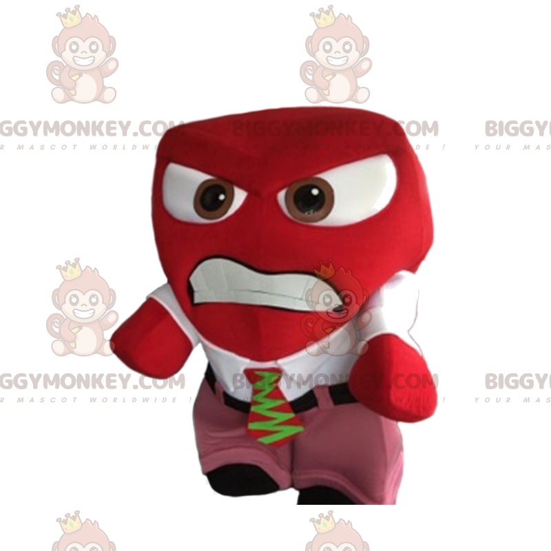 BIGGYMONKEY™ Mascot Costume Aggressive Red Man With Tie Suit –