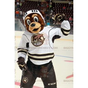 BIGGYMONKEY™ Brown Bear Mascot Costume In Hockey Outfit -