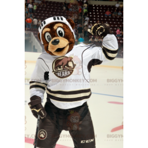 BIGGYMONKEY™ Brown Bear Mascot Costume In Hockey Outfit –