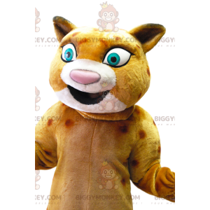 Kostým maskota leoparda BIGGYMONKEY™ s velkým úsměvem, kostým