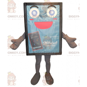 Schattig blauw reclamebord BIGGYMONKEY™ mascottekostuum -