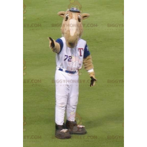 BIGGYMONKEY™ Μασκότ Κοστούμι καφέ καμήλα με στολή μπέιζμπολ -