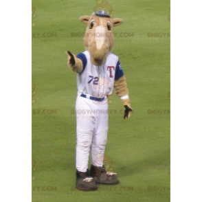 BIGGYMONKEY™ Mascot Costume Brown Camel In Baseball Outfit –