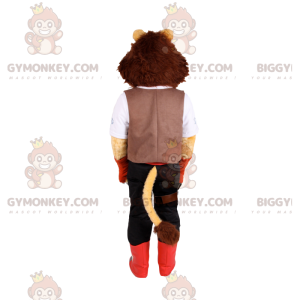 BIGGYMONKEY™ leeuw mascotte kostuum met broek en wit overhemd -