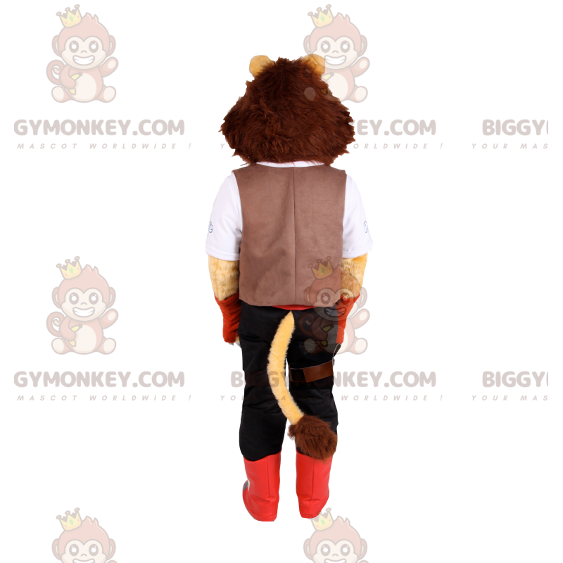 BIGGYMONKEY™ leeuw mascotte kostuum met broek en wit overhemd -