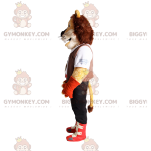 Traje de mascote de leão BIGGYMONKEY™ com calça e camisa branca
