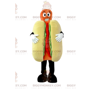 BIGGYMONKEY™ Hotdog-mascottekostuum met ketchup en mosterd.